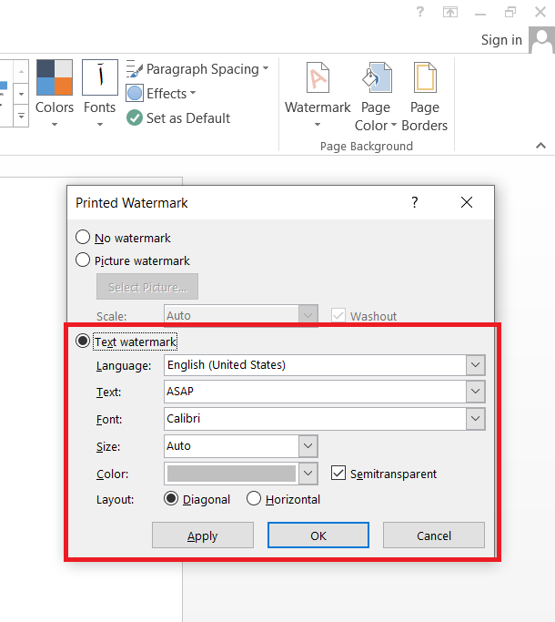 وارد کردن متن برای واترمارک